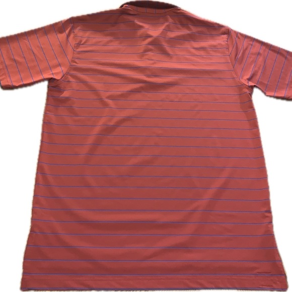 Turtleson Red Blue Striped Wicking Stretch Golf Collar Polo Shirt Medium - Picture 4 of 7